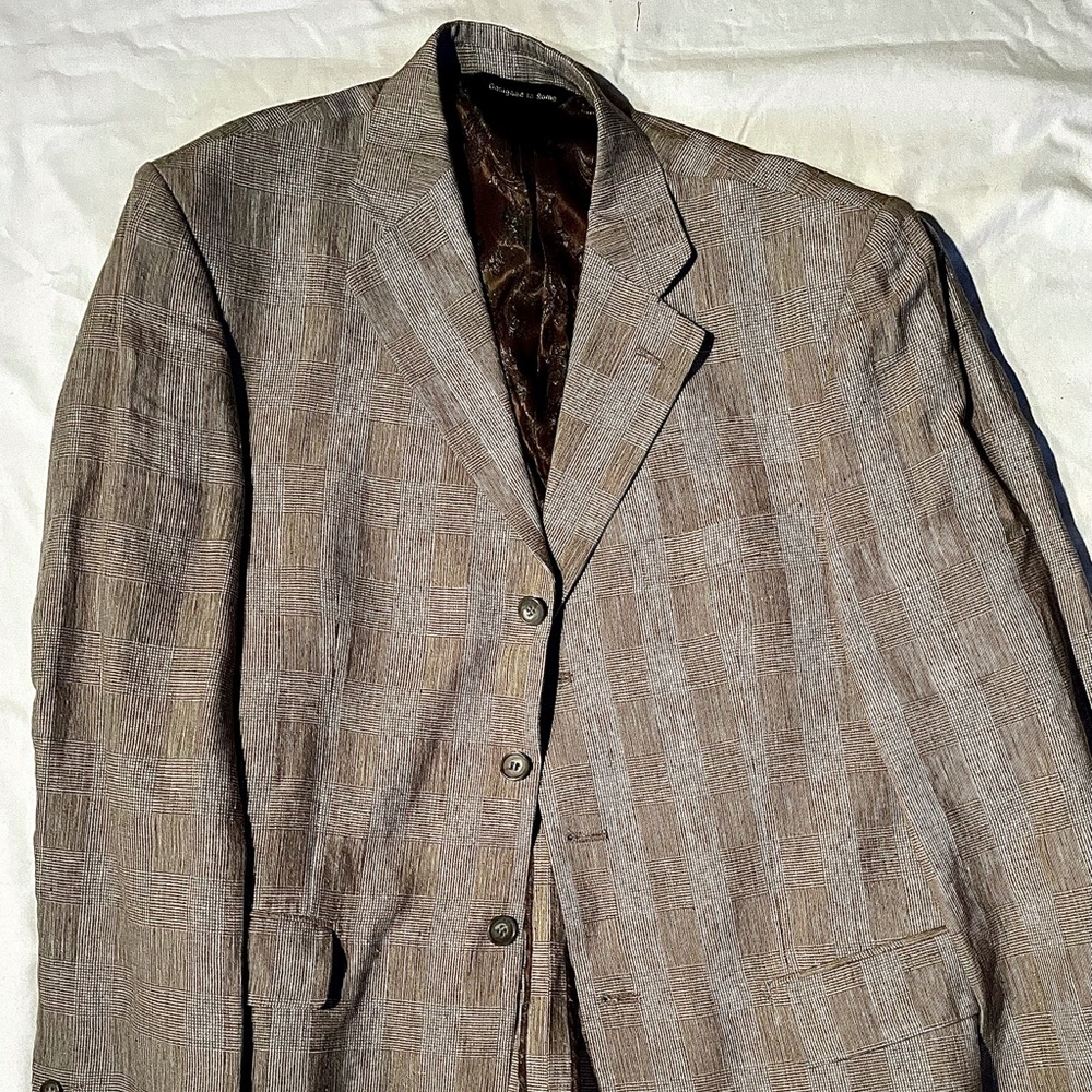 Linen Italian made Glen Plaid sport coat, large